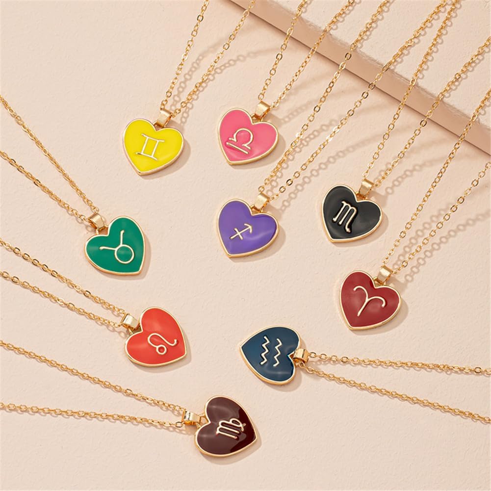 Zodiac Heart Shape Pendant Necklace-Birthstone Jewelry