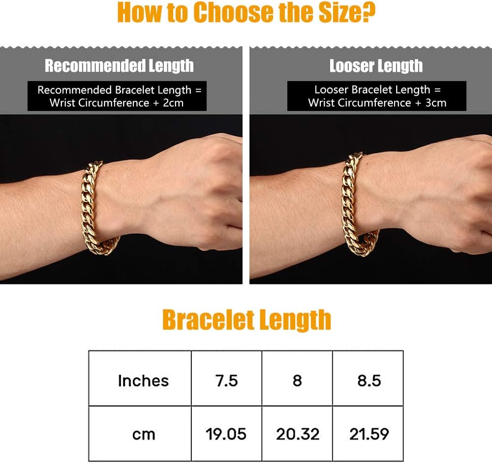  14K Gold Plated Stainless Steel Hip Hop Jewelry Men's Bracelet-Birthstone Jewelry