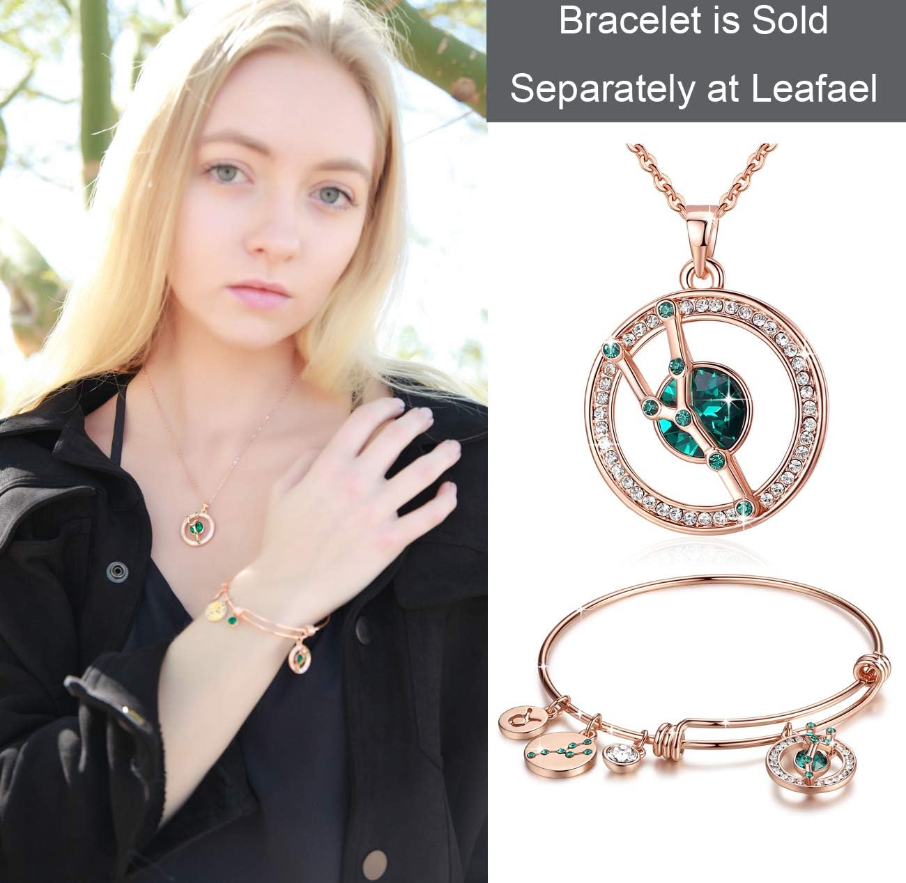 Gold or Rose Gold Plated Zodiac Crystal Pendant Necklace