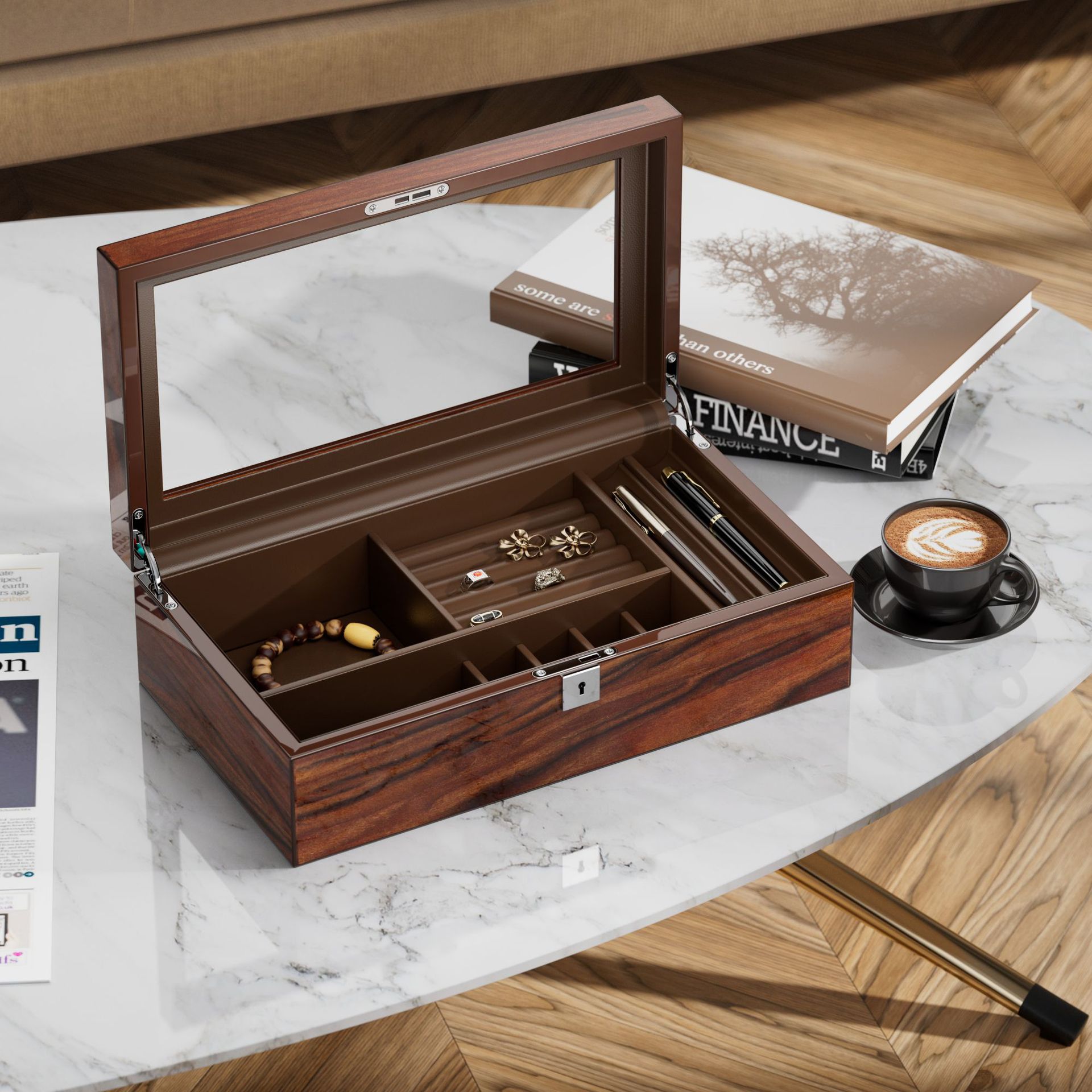 Men's high-grade ebony color lacquer jewelry box -Birthstone Jewelry