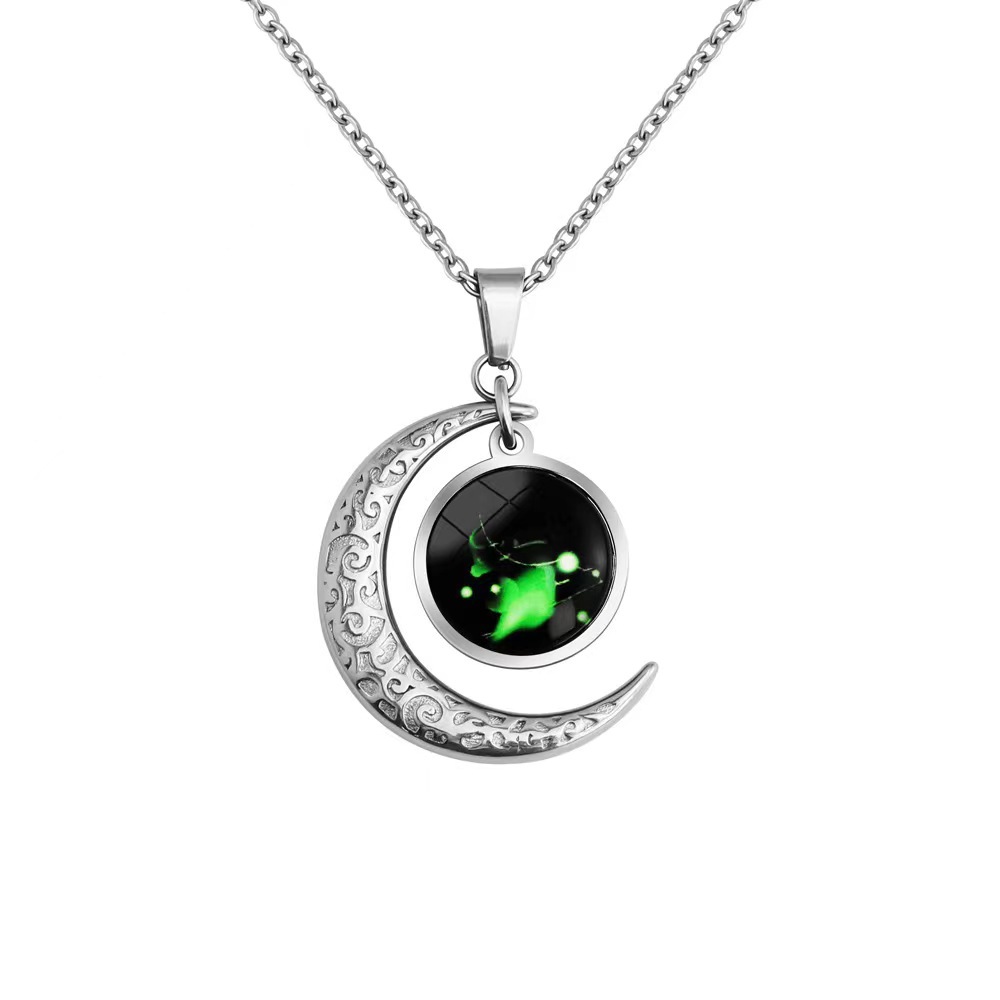 Zodiac Moon Star Combo Pendant Starry Night Necklace-Birthstone Jewelry