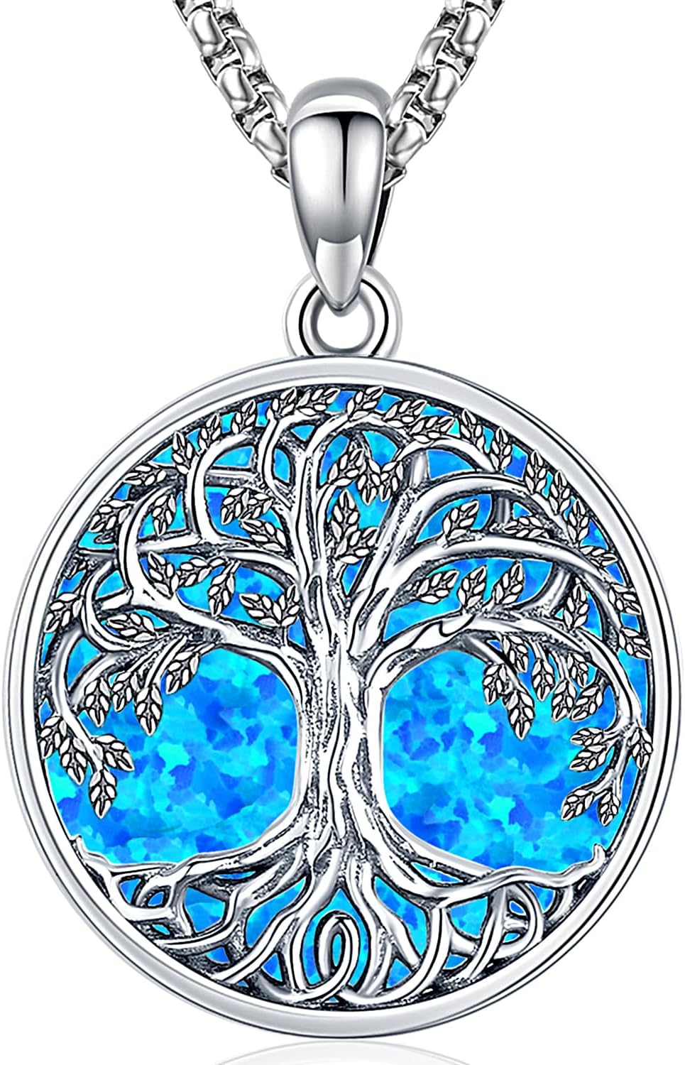 S925 Sterling Silver Tree of Life Gemstone Pendant Necklace-Birthstone Jewelry