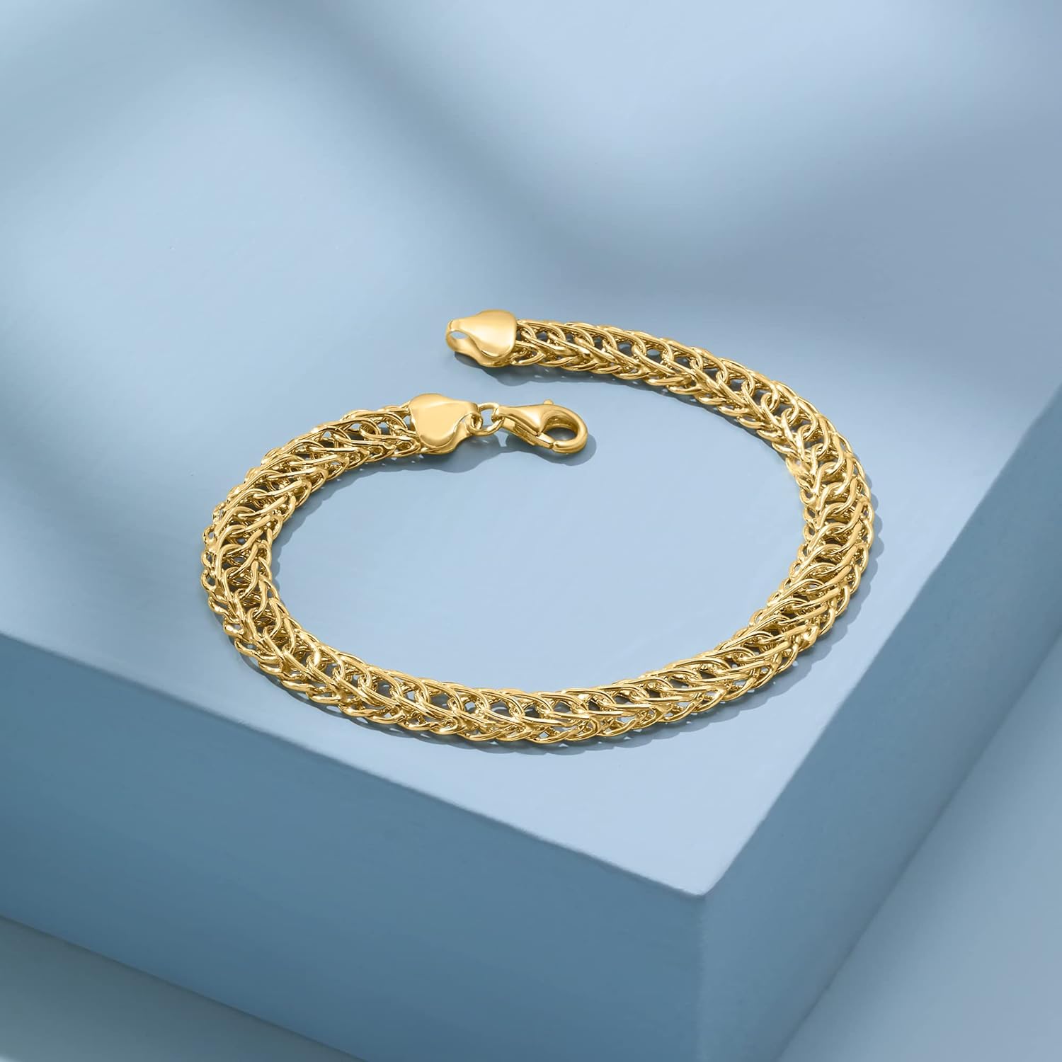 BlingKu Men's 14K Gold-Plated Cuban Link Bracelet-Birthstone Jewelry