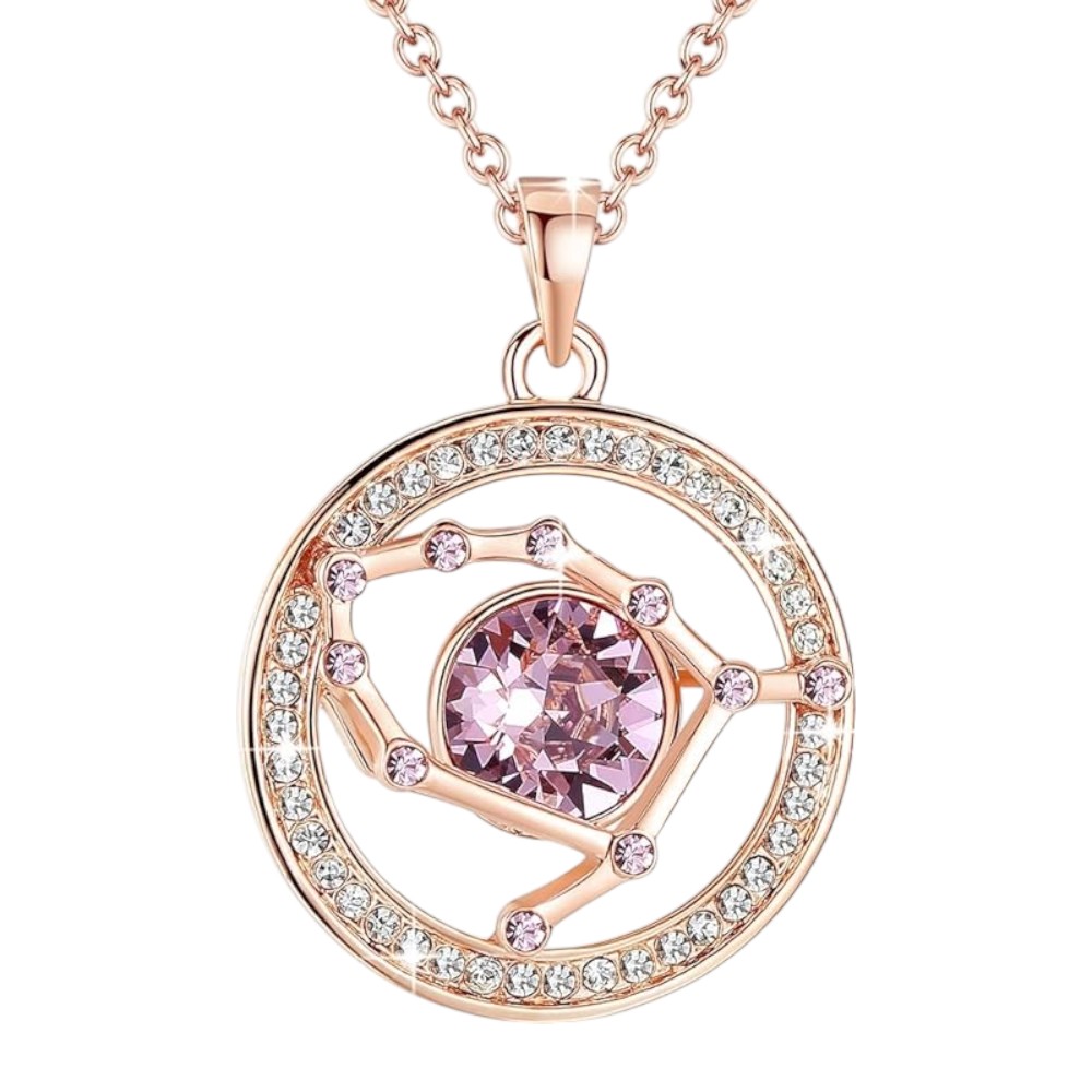 Gold or Rose Gold Plated Zodiac Crystal Pendant Necklace