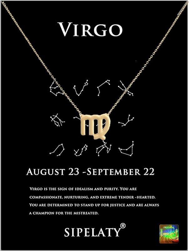 12 Constellation Gold Pendant Necklace with Diamonds -Birthstone Jewelry