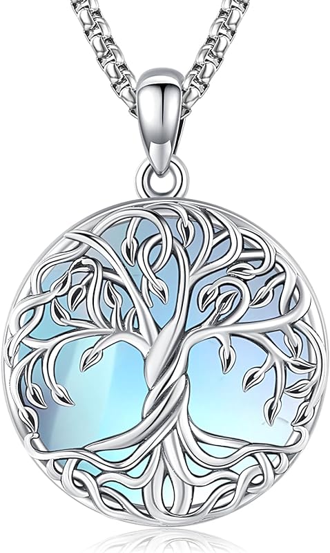S925 Sterling Silver Tree of Life Gemstone Pendant Necklace-Birthstone Jewelry