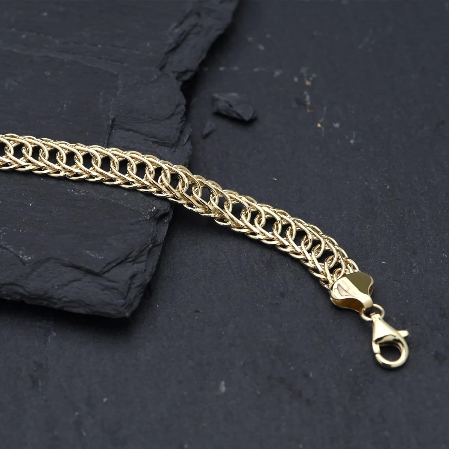 BlingKu Men's 14K Gold-Plated Cuban Link Bracelet-Birthstone Jewelry