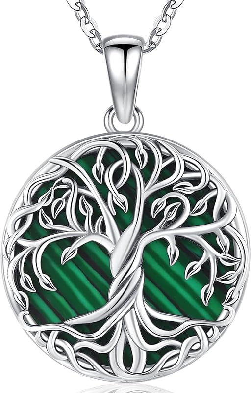 S925 Sterling Silver Tree of Life Gemstone Pendant Necklace-Birthstone Jewelry