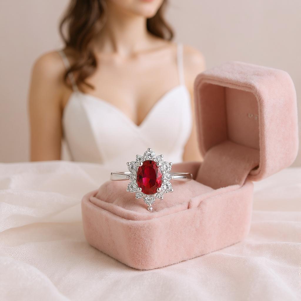 Natural Ruby Ring – Oval Cut 1 Carat in S925 Sterling Silver