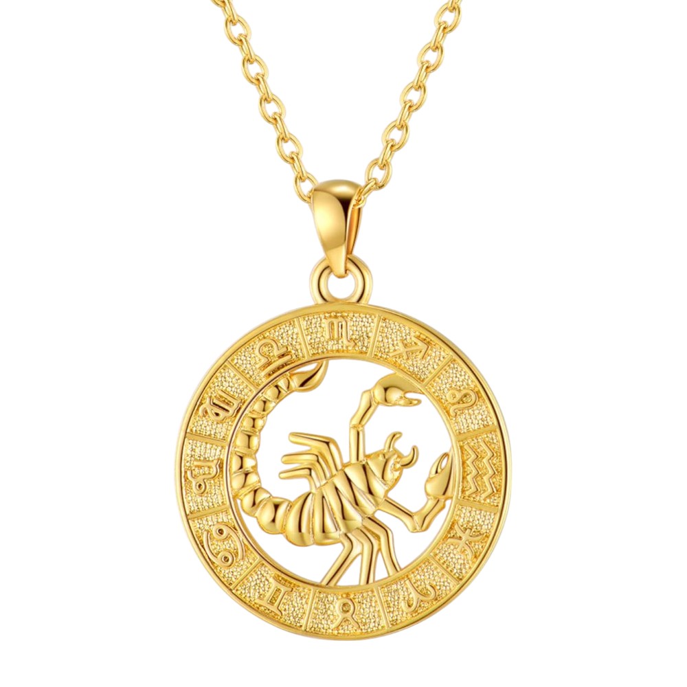 Gold Coin 12 Zodiac Signs Pendant Necklace
