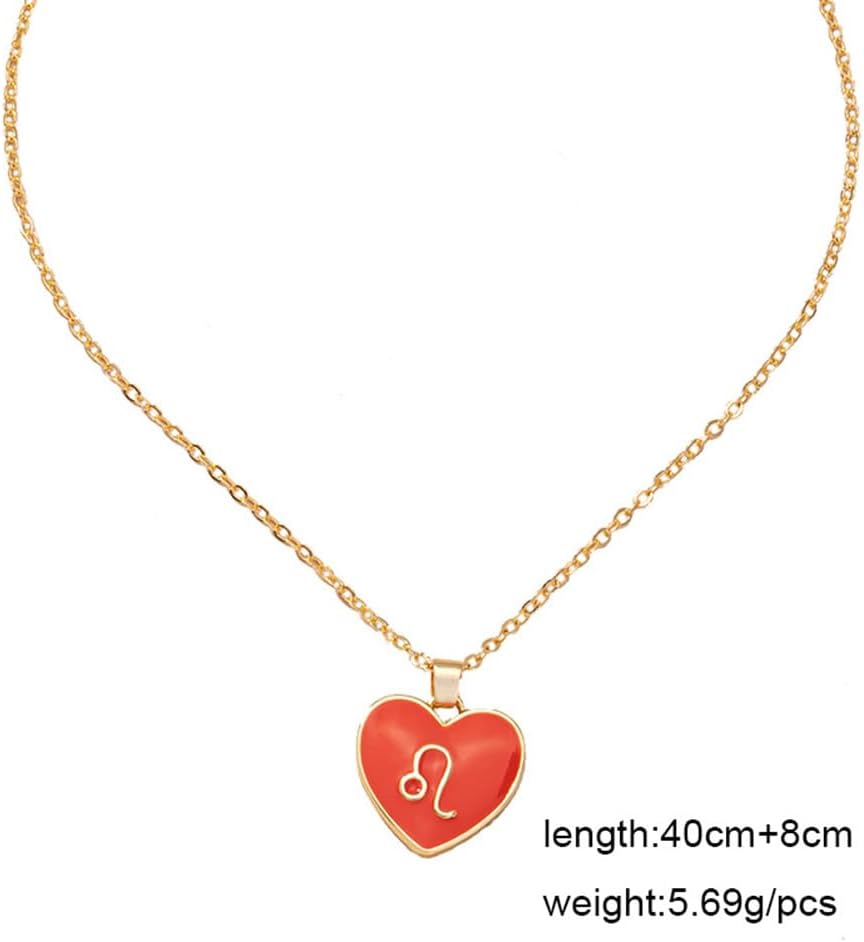 Zodiac Heart Shape Pendant Necklace-Birthstone Jewelry