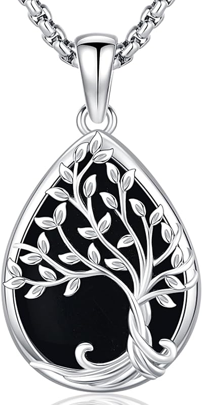 S925 Sterling Silver Tree of Life Gemstone Pendant Necklace-Birthstone Jewelry