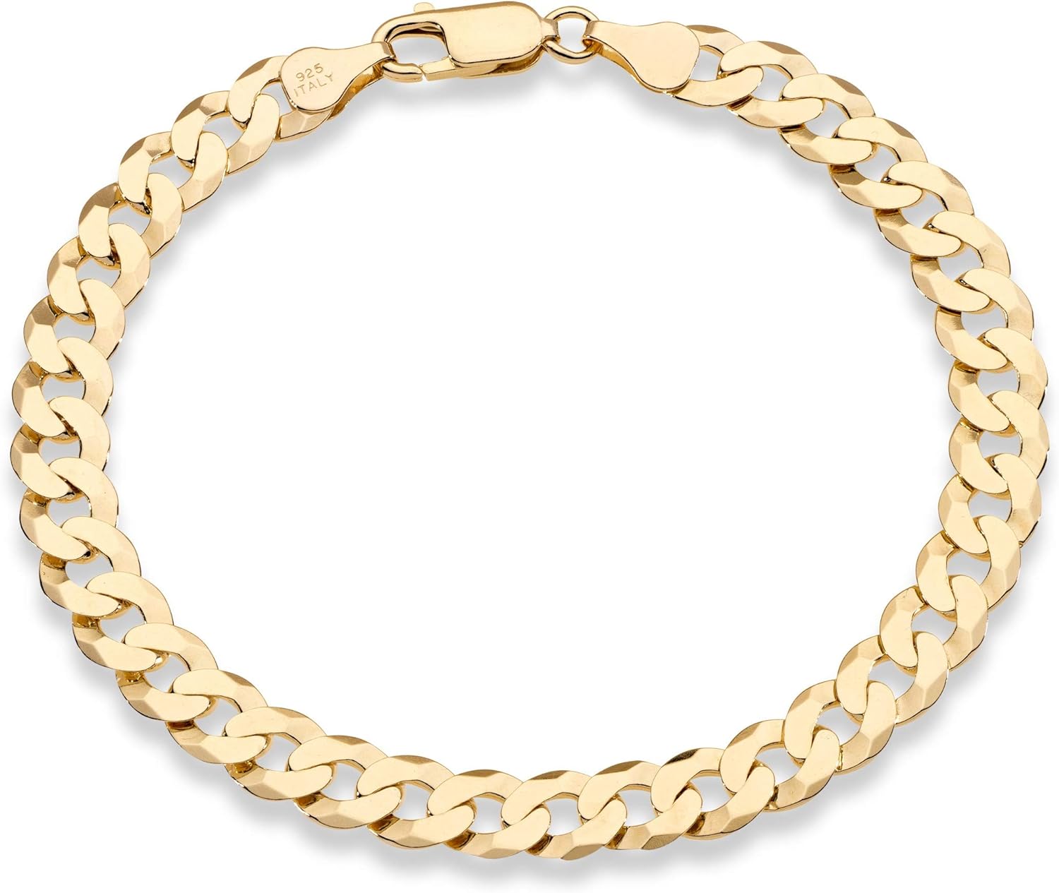 18K Gold Cuban Link Bracelet – Diamond-Cut 925 Silver Italian Chain