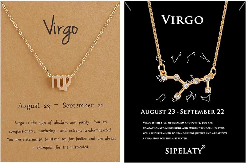 12 Constellation Gold Pendant Necklace with Diamonds -Birthstone Jewelry