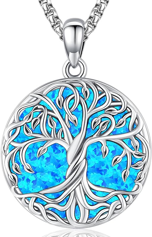 S925 Sterling Silver Tree of Life Gemstone Pendant Necklace-Birthstone Jewelry
