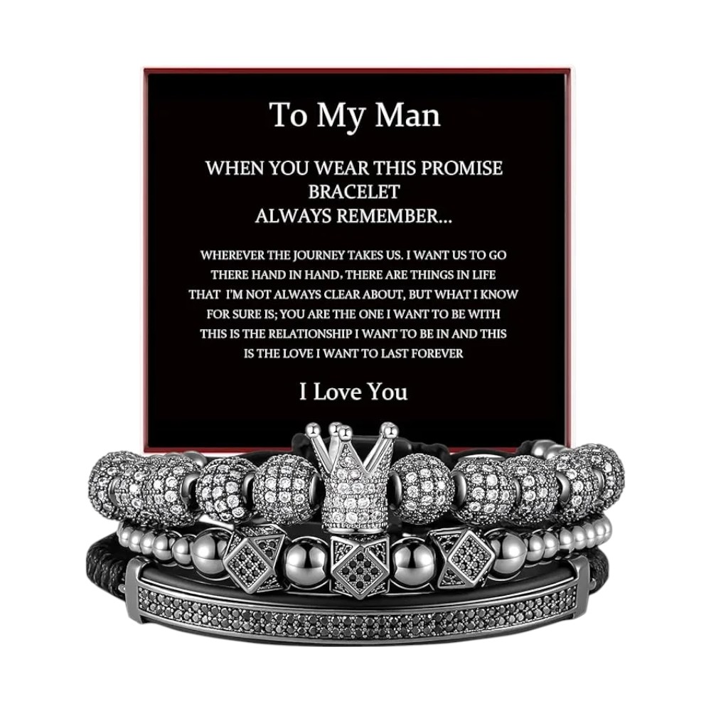 BlingKu Men's Crown of Glamour Gold Bracelet