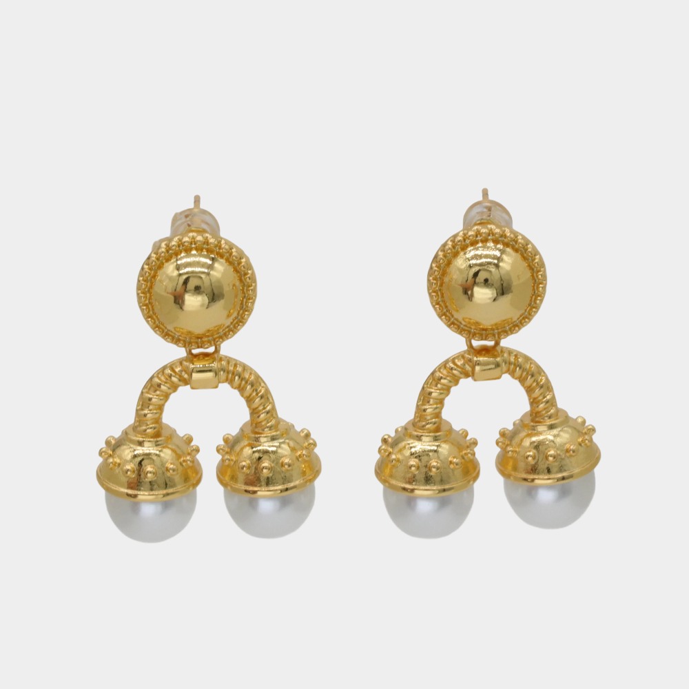 Natural Pearl Earrings, Retro S925 Silver Needle Earrings, Palace Style Earrings-Birthstone Jewelry