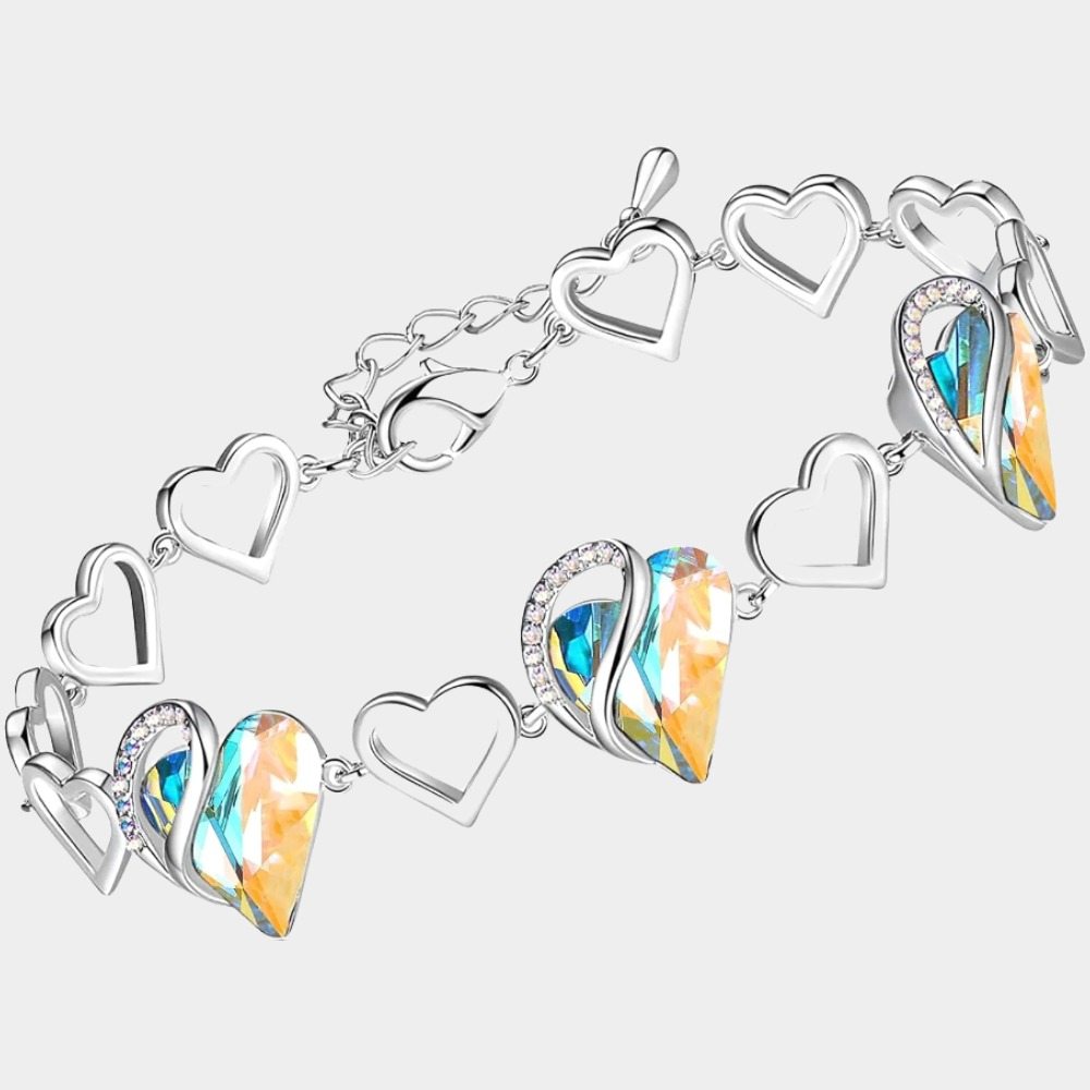  Birthstone Healing Crystal Heart Bracelet-Birthstone Jewelry