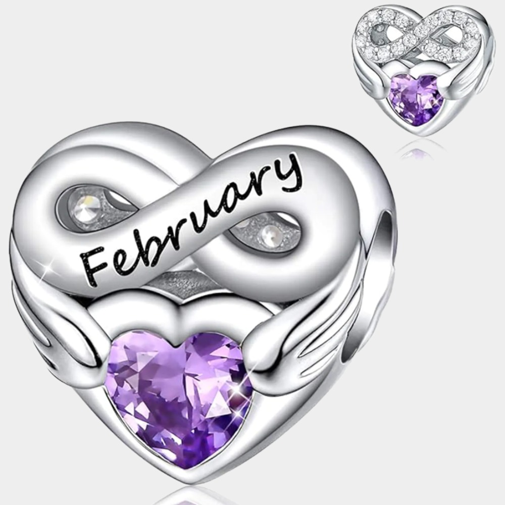 February Amethyst Heart Charm Bracelet – Infinite Love Gift