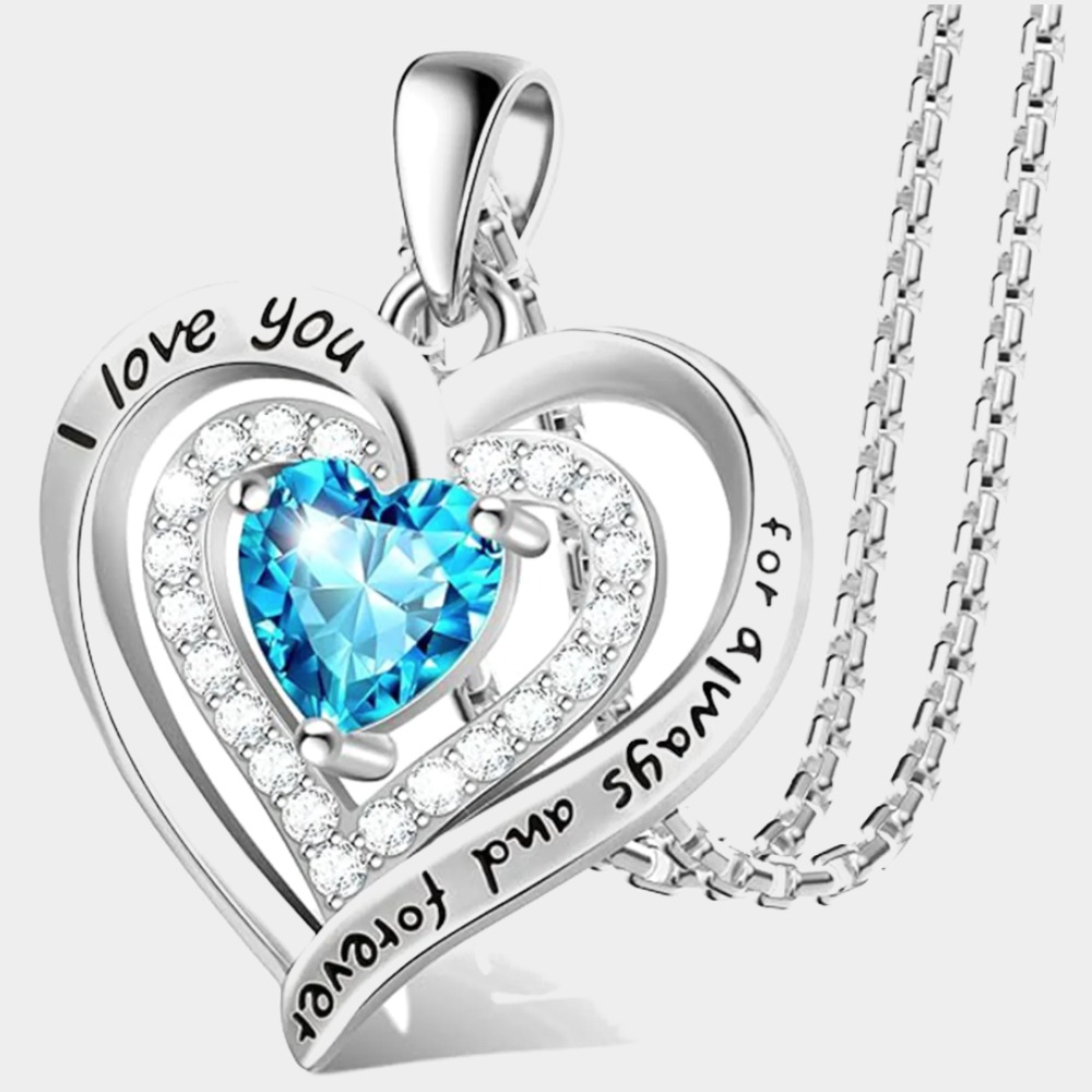 December Blue Topaz Sterling Silver Necklace – Birthstone Gift for Mom