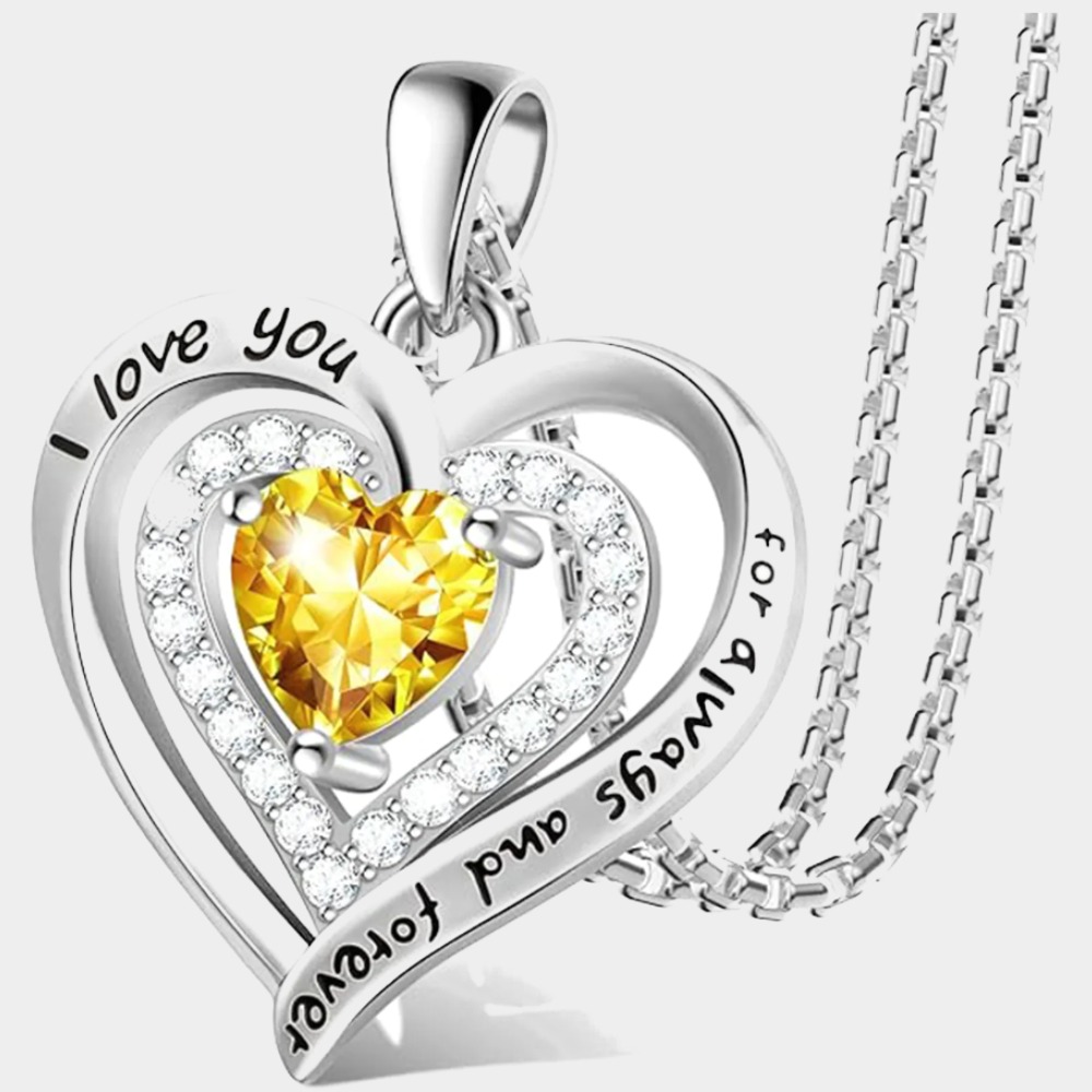 November Citrine Sterling Silver Necklace – Birthstone Gift for Mom