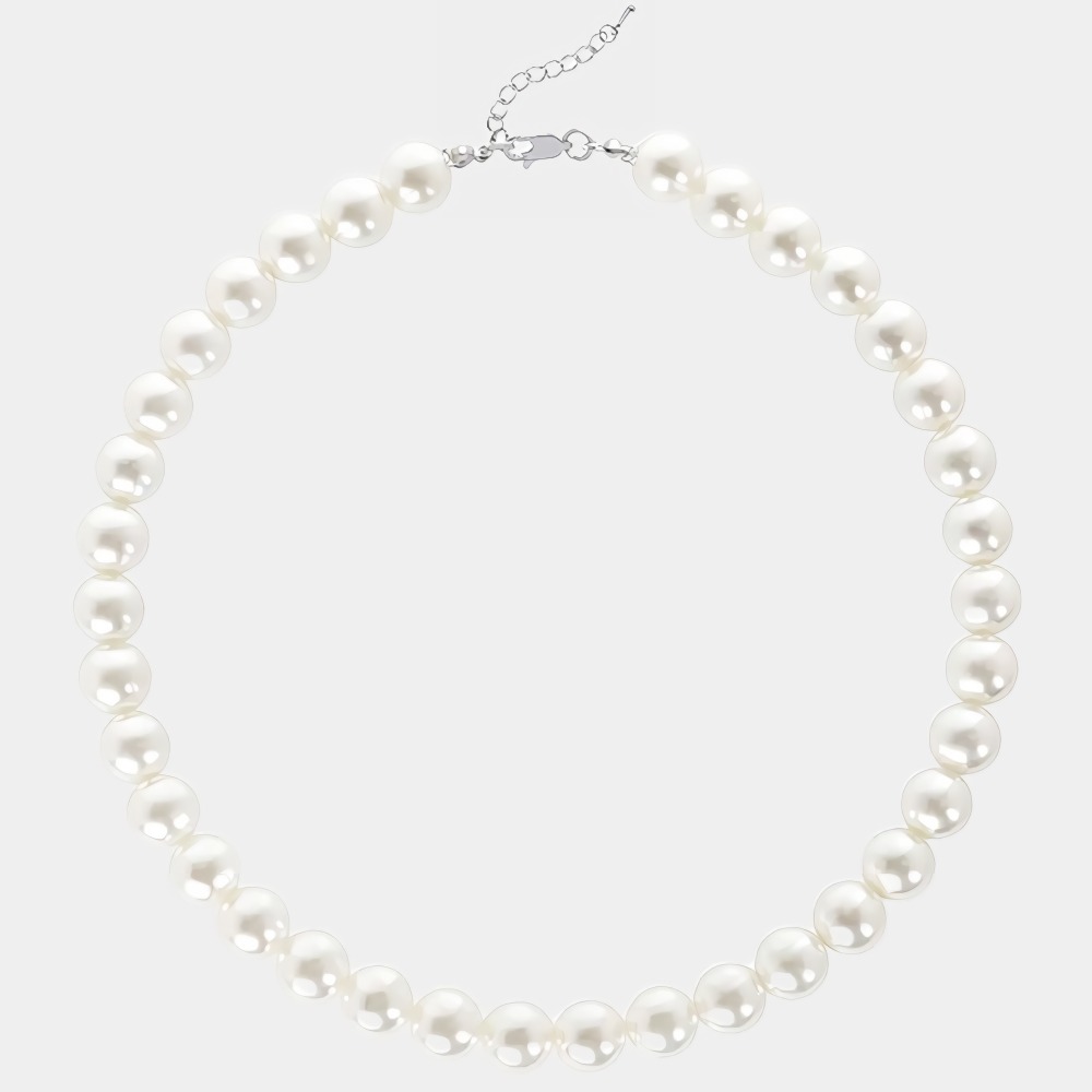 Round Imitation Pearl Necklace Wedding Pearl Necklace for Brides-Birthstone Jewelry