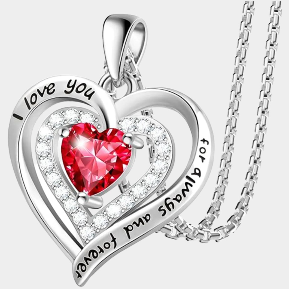 July Ruby Birthstone Necklace – Sterling Silver Mom Gift
