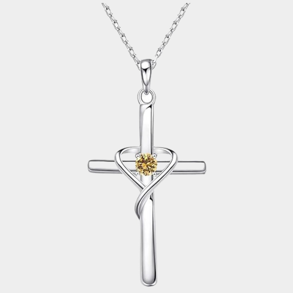 November Birthstone  Cross Necklace for Women-Sagittarius Birthstone