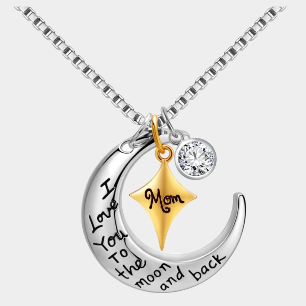 Moon Star Pendant Necklace for Mom 