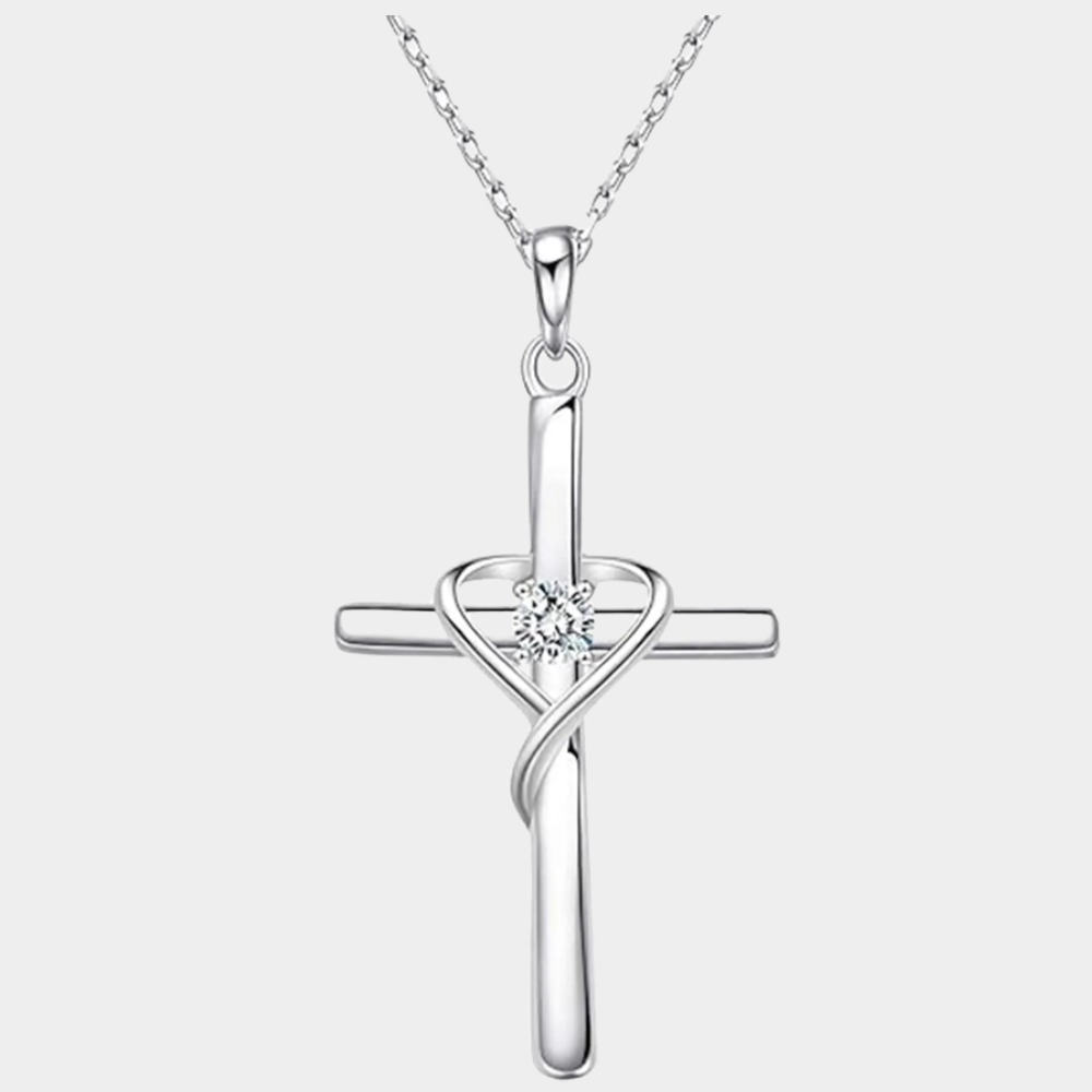 April Birthstone 925 Sterling Silver Cross Birthstone Necklaces-Aries Birthstone-Birthstone Jewelry