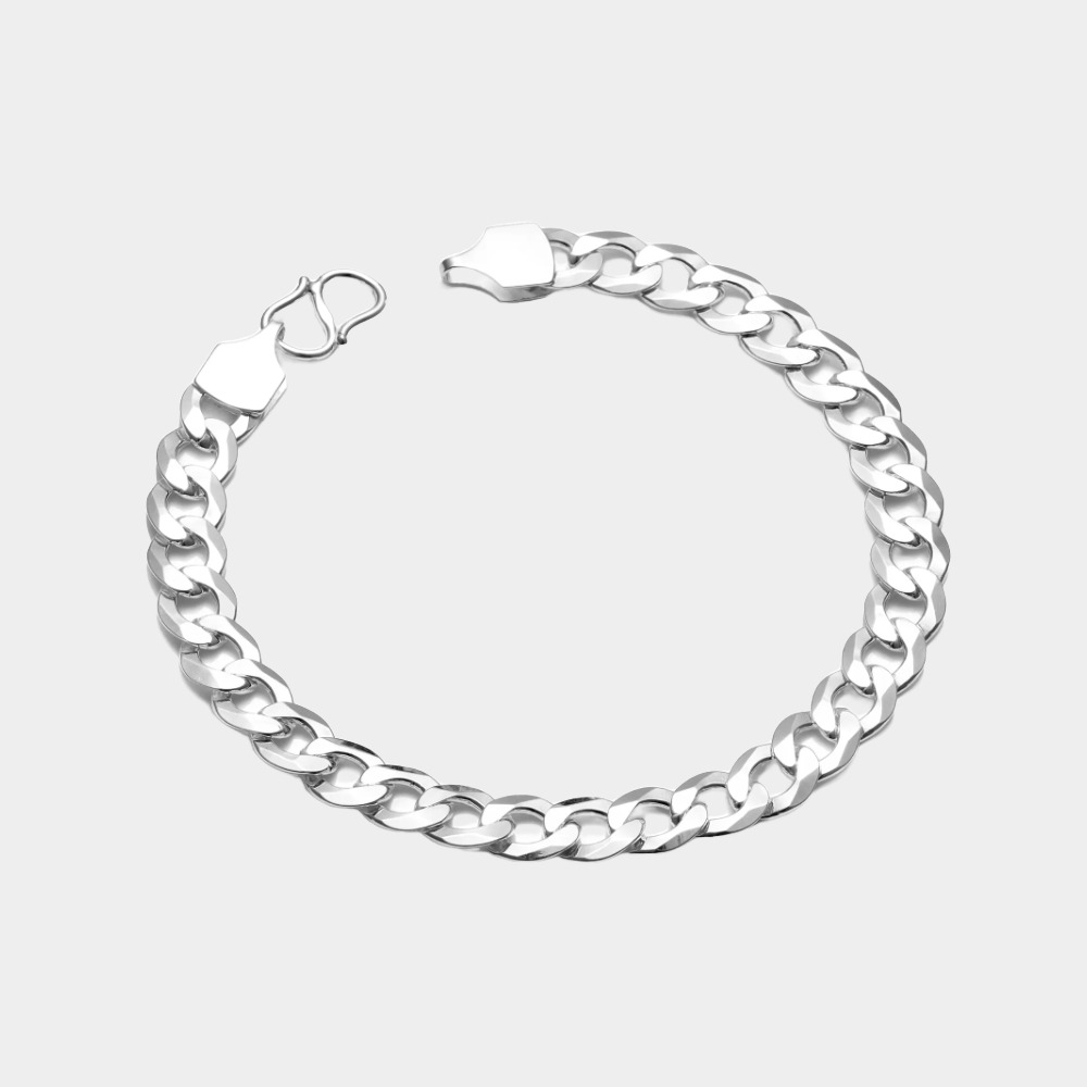 925 Sterling Silver Diamond-Cut Cuban Link Curb Chain Bracelet for Men-Birthstone Jewelry