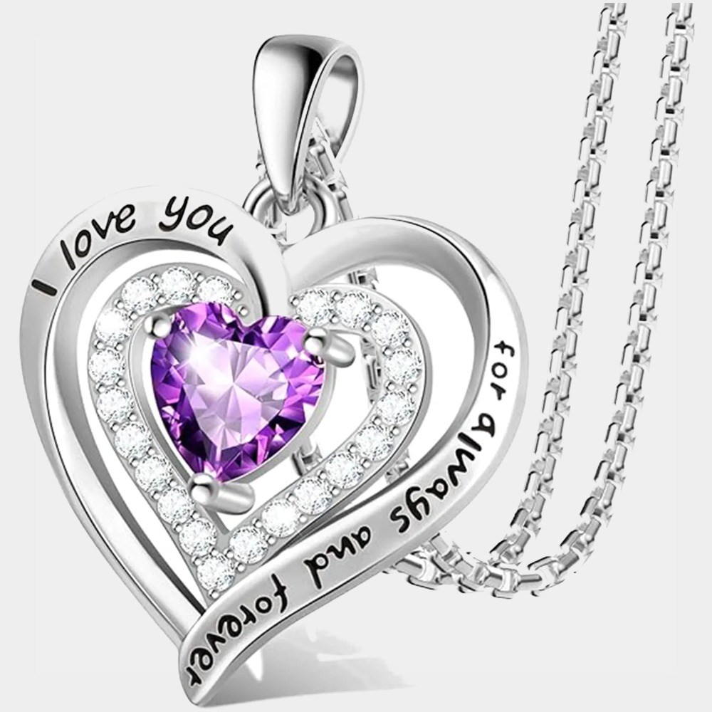 February Birthstone 925 Sterling Silver Birthstone Necklace