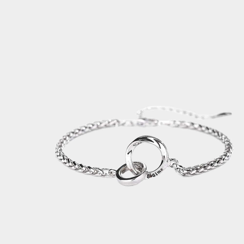 Men Women Silver Bracelet 925 Sterling Silver Möbius Ring Couple's Bracelet-Birthstone Jewelry