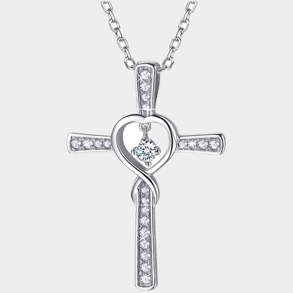 925 Sterling Silver Birthstone Cross Women's Pendant Necklace