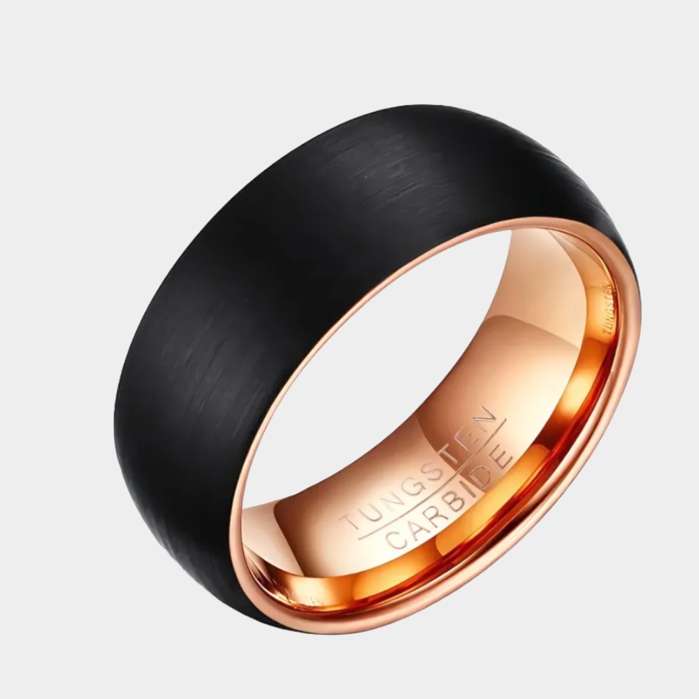 Men's Black Ring, 8MM Tungsten Ring Black Rose Gold-Birthstone Jewelry