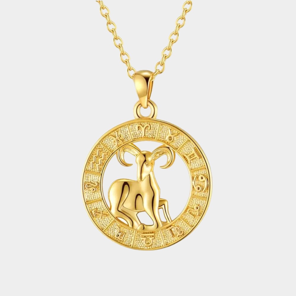 Aries Gold Coin Pendant Necklace
