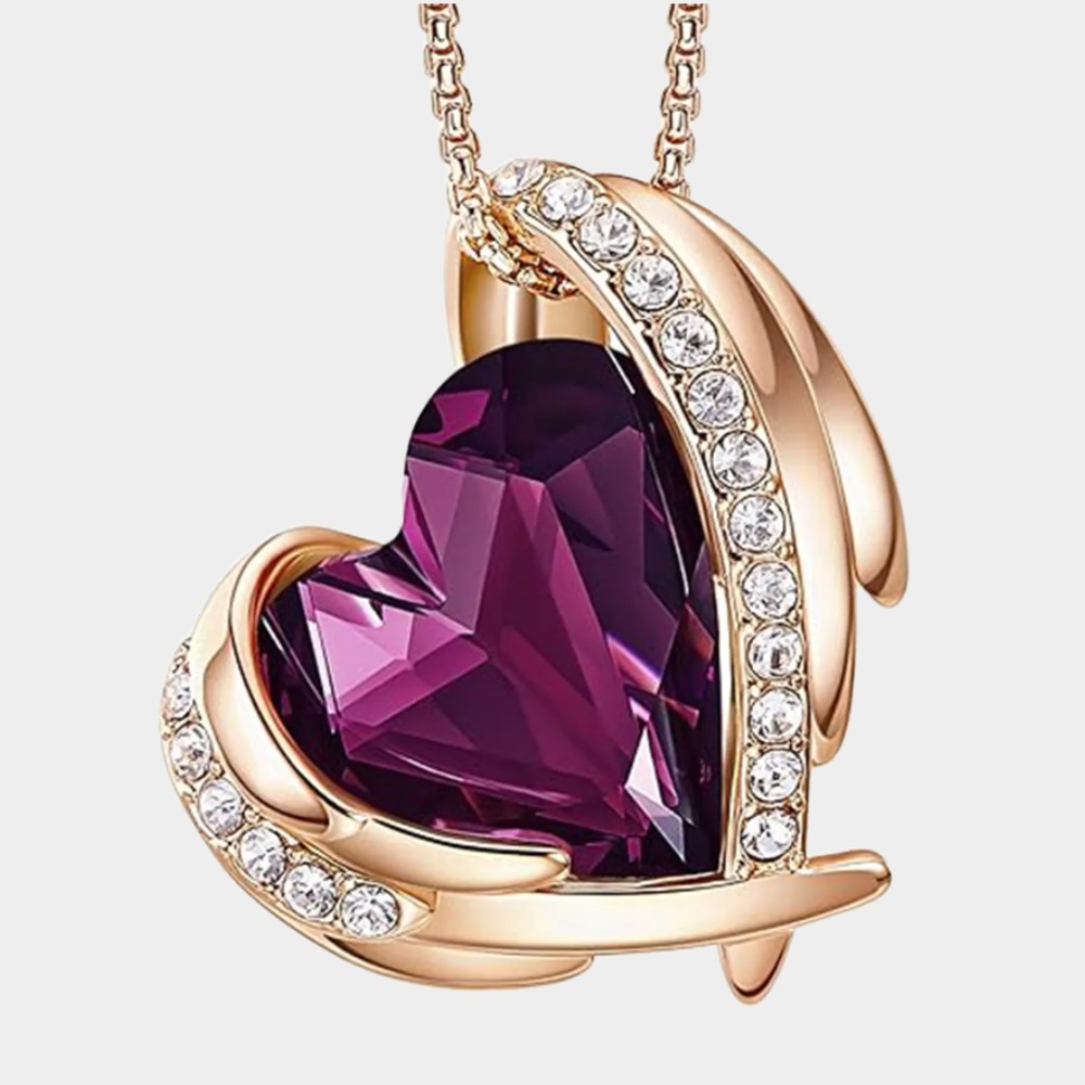 February Birthstone Heart Pendant Necklaces-Pisces Birthstone