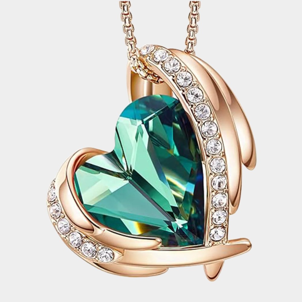 May Birthstone Heart Pendant Necklaces Rose Crystals Birthstone-Gemini Birthstone-Birthstone Jewelry