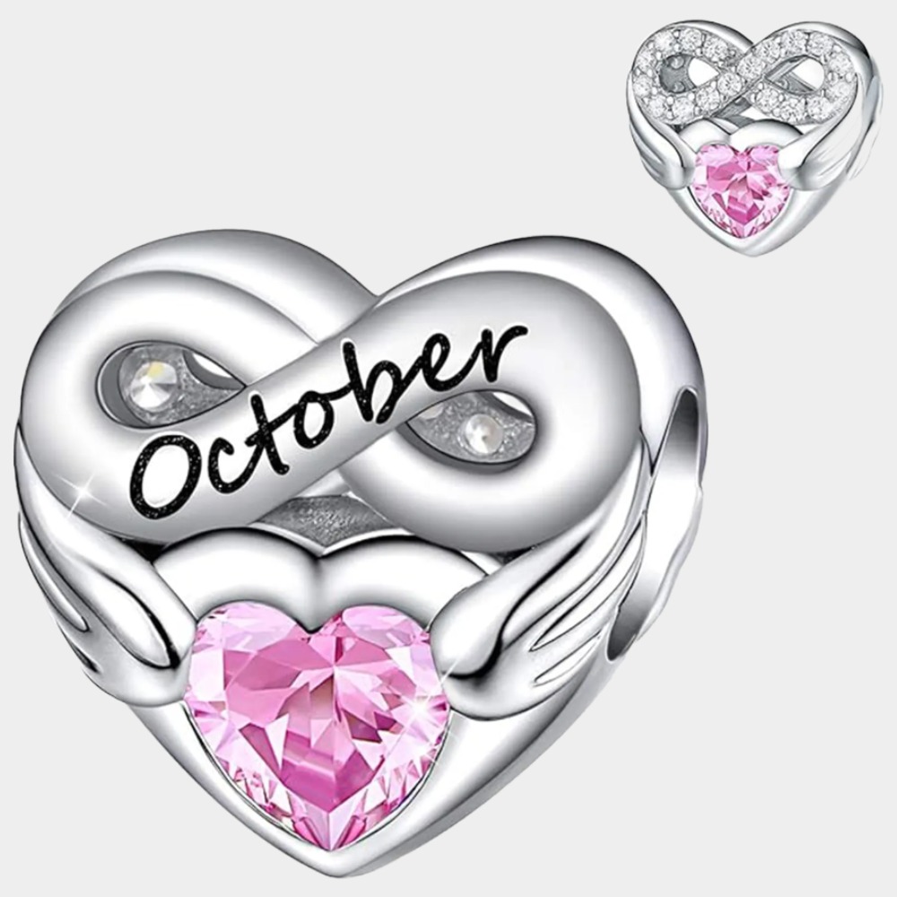 October Opal Heart Charm Bracelet – Infinite Love Birthstone Gift
