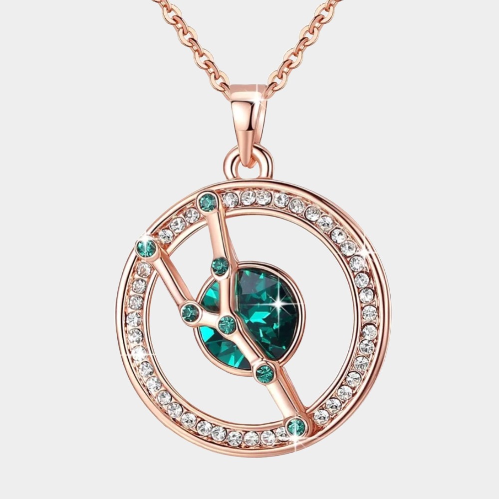 Gold or Rose Gold Plated Zodiac Crystal Pendant Necklace