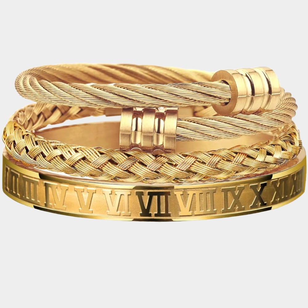 Men's Gold Plated Stacking Bracelet-Birthstone Jewelry
