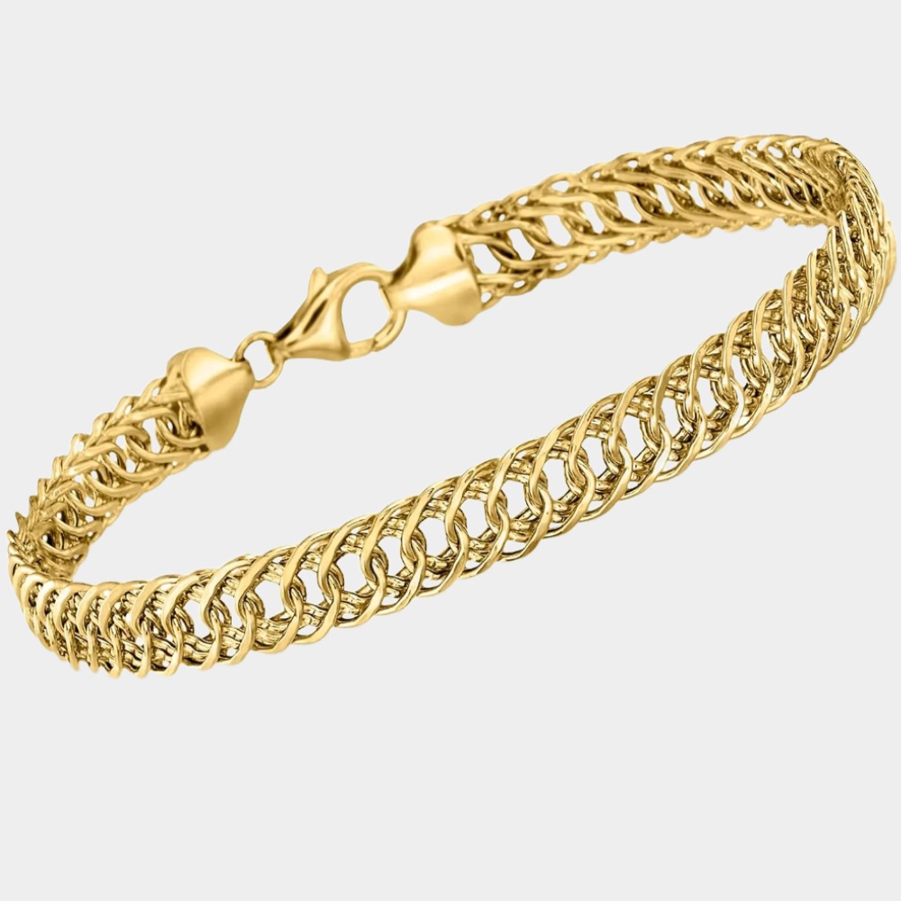 BlingKu Men's 14K Gold-Plated Cuban Link Bracelet-Birthstone Jewelry