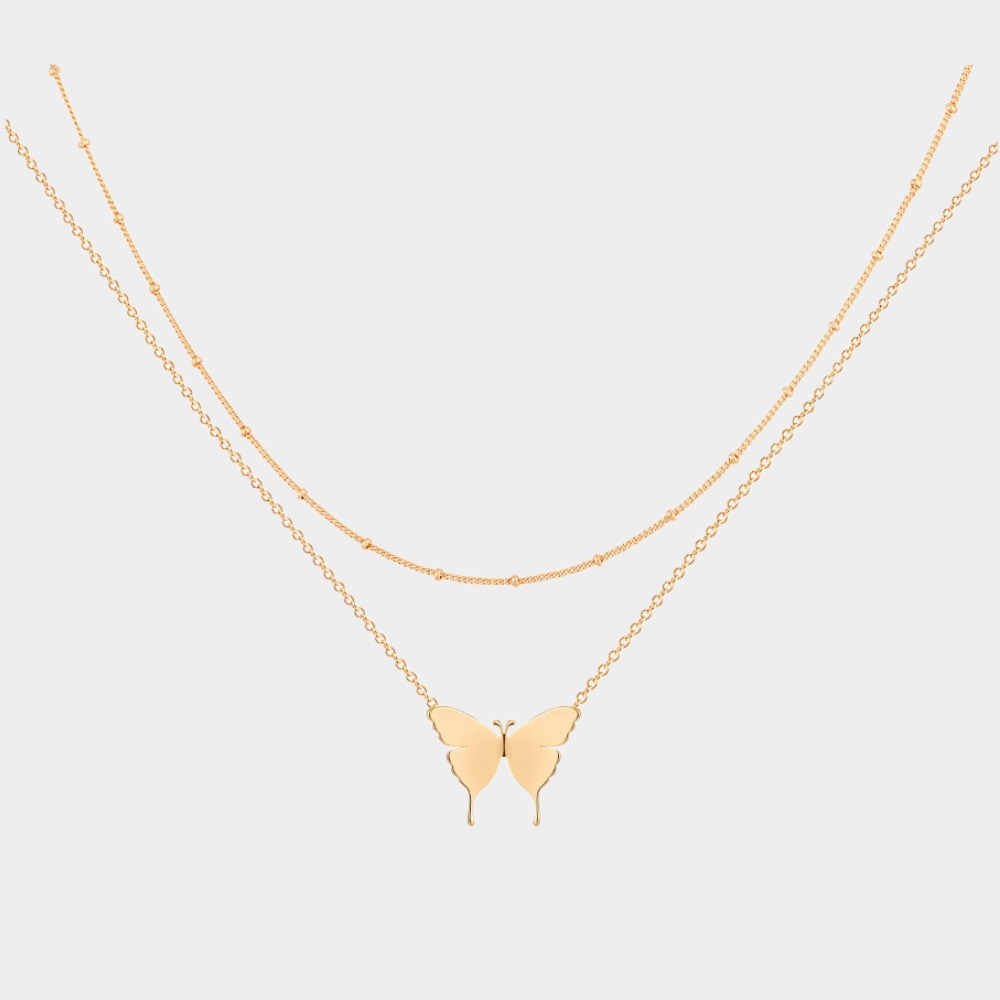 Layered Gold Heart Necklace 18K Gold Plated-Birthstone Jewelry