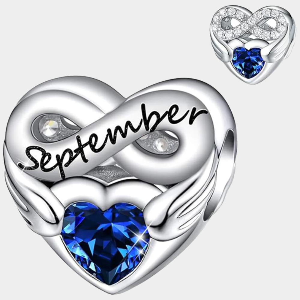 September Sapphire Heart Charm Bracelet – Infinite Love Birthstone Gift