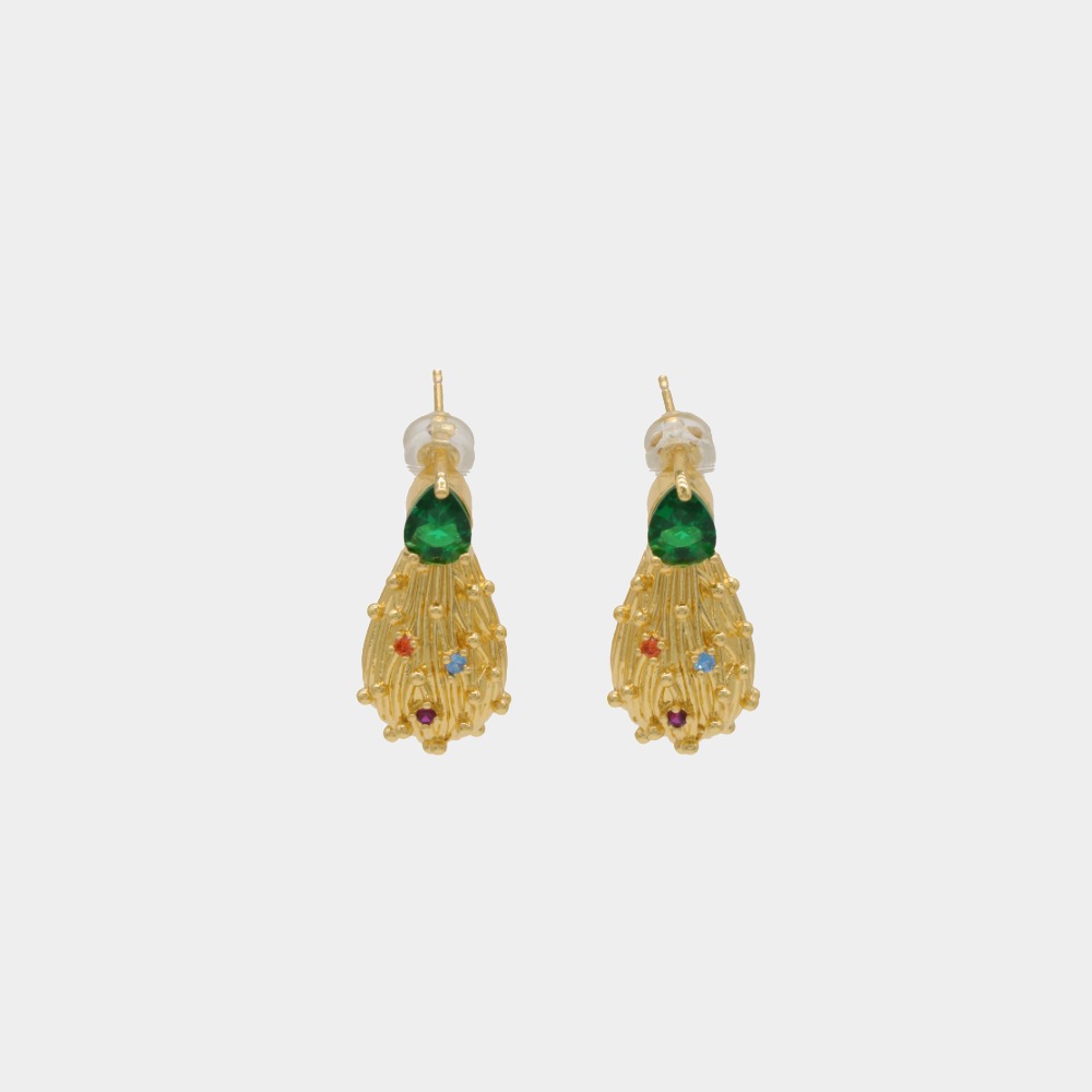 18 K Gold Plated Natural Gemstone Retro Earrings, -Permanent Jewelry