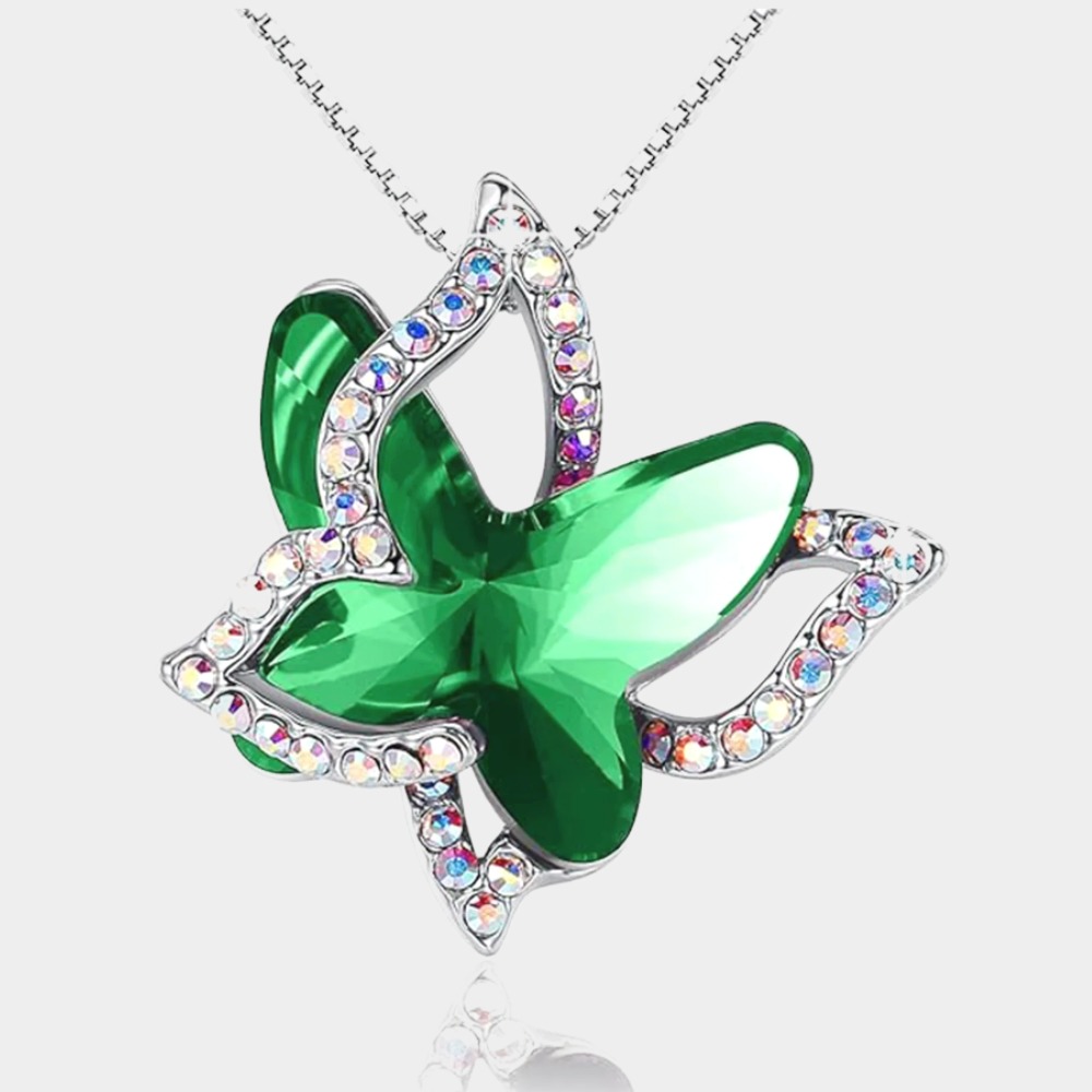 May Birthstone Butterfly Birthstone Crystal Necklace-Gemini Birthstone-Birthstone Jewelry