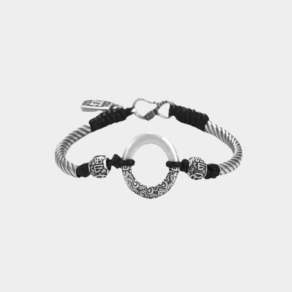 Vintage Peace Buckle Bracelet, Boys Braided Hand Rope Couple Bracelet-Birthstone Jewelry