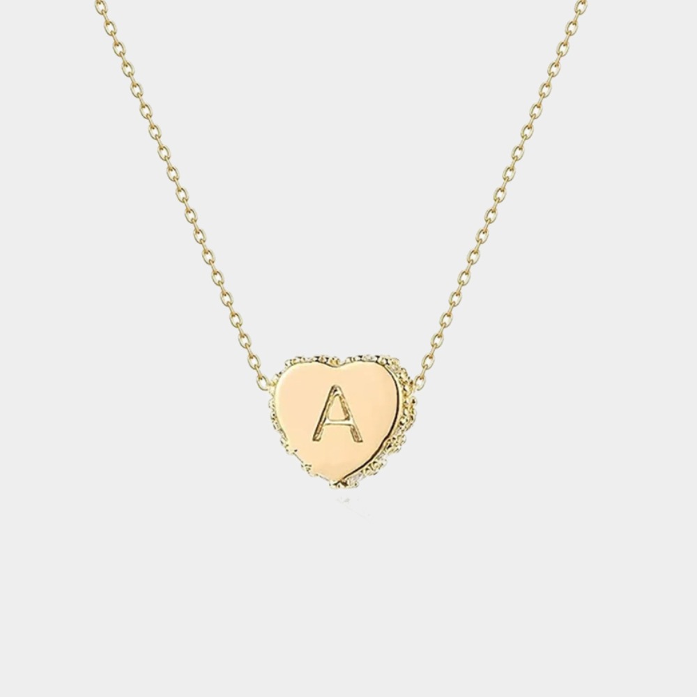 Gold Plated Handmade Dainty Letter Heart Necklace-Birthstone Jewelry