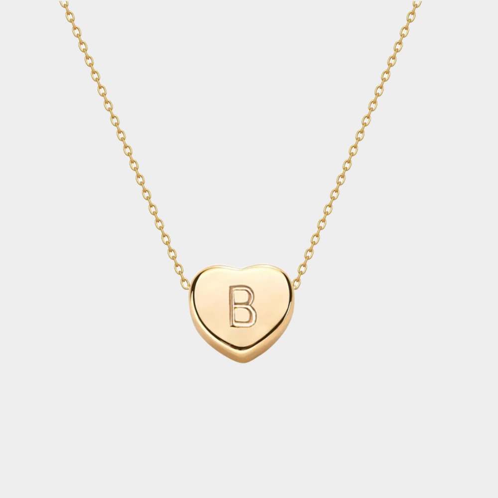 Gold Plated Handmade Dainty Letter Heart Necklace-Birthstone Jewelry