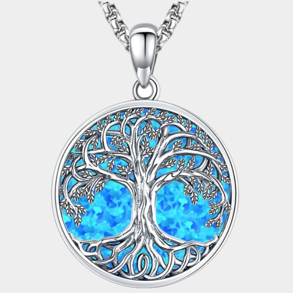 S925 Sterling Silver Tree of Life Gemstone Pendant Necklace-Birthstone Jewelry